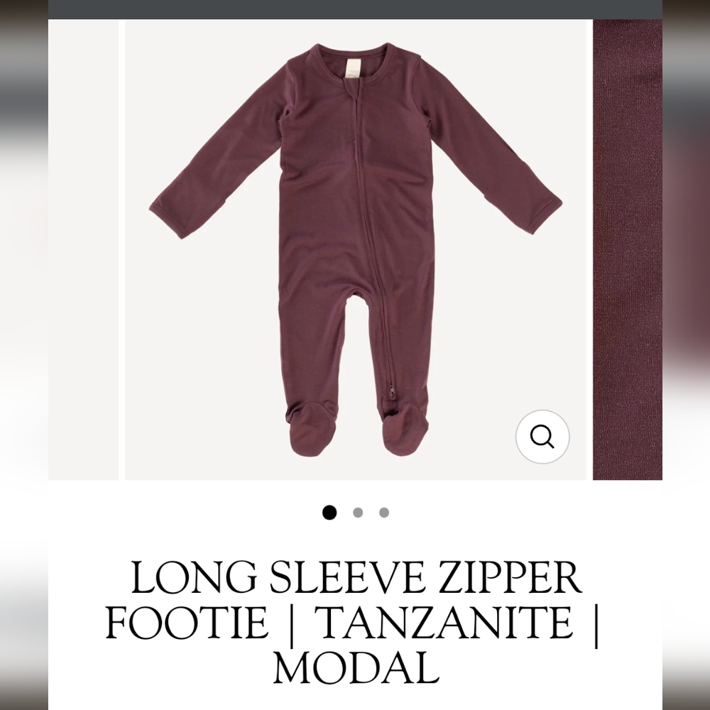 Kate Quinn NWT Modal 6-9 m tanzanite purple zipper footie